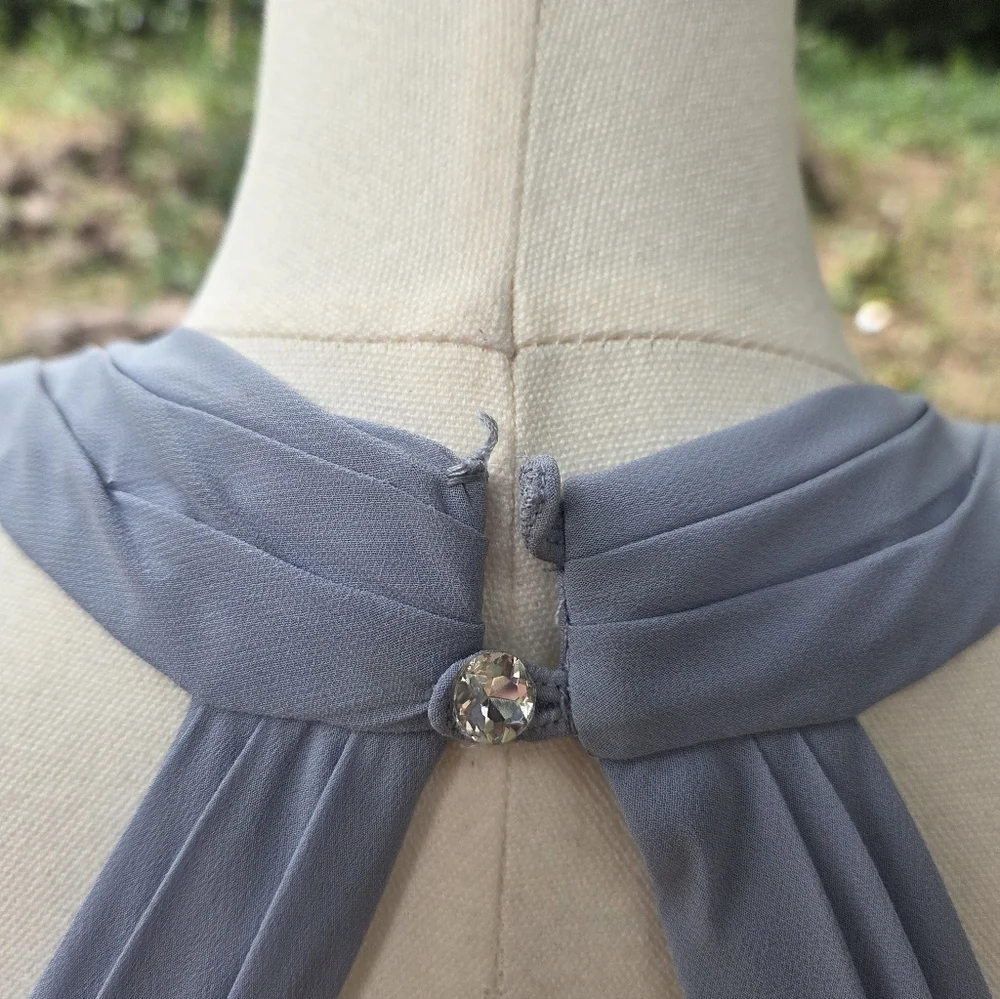 Azazie Blue‎ Halter Maxi Gown - Bridesmaid Dress For Wedding - Picture 5 of 6